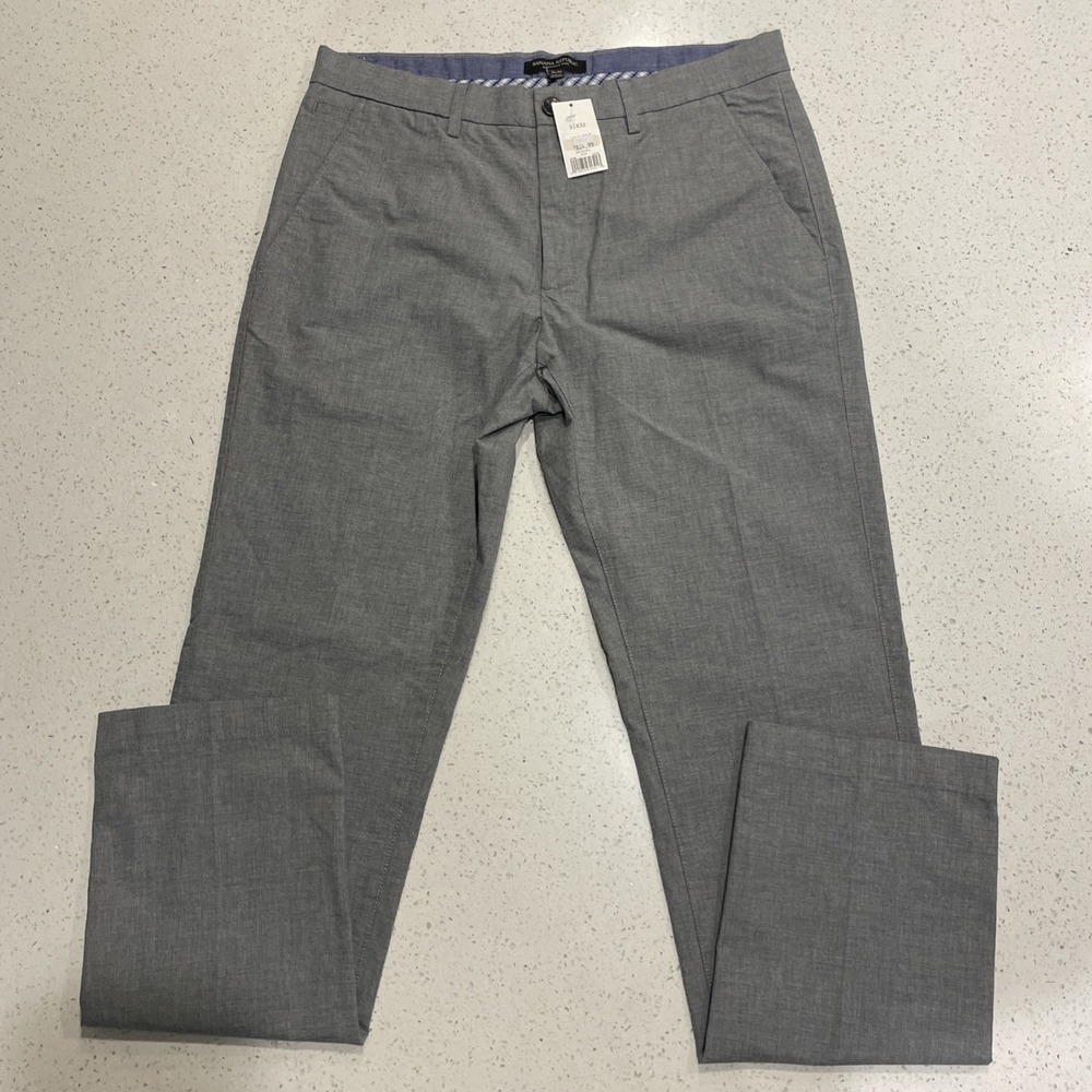 NWT Banana Republic Kentfield Pants Mens 31x32 Gray Flat Front Straight Fit